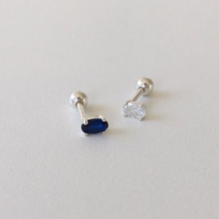 (silver925) crystal oval piercing