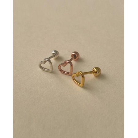 (925 Silver) Empty heart piercing E 112