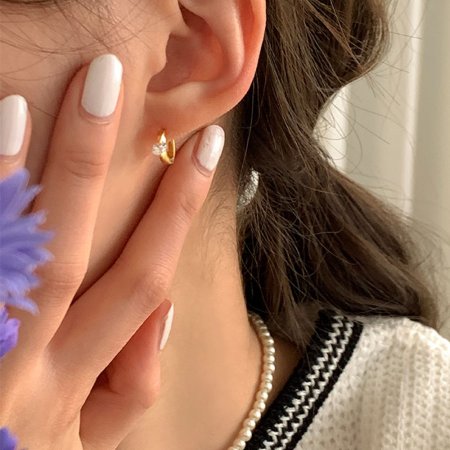 (925 Silver) Half ring earrings E 07