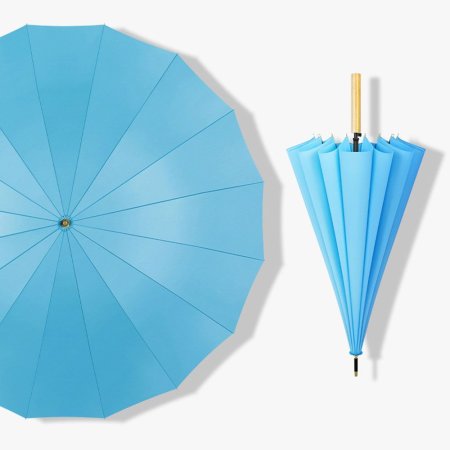 파스텔 자동 장우산 일자 우드핸들 스카이/예쁜 우산
