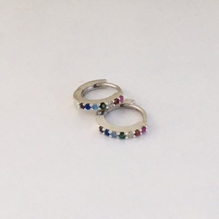 (silver925) rainbow cubic onetouch earring