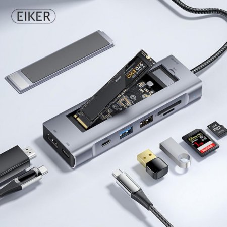 EIKER 8in1 cŸ Ƽ USB3.2 ƮHDMI PD M.2 SSD ̽